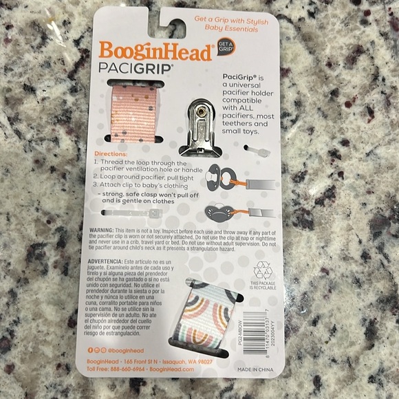 PaciGrip Pacifier Clips - Pink and Gray - Picture 2 of 3